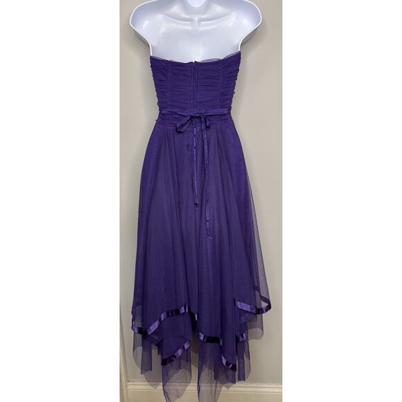 Vintage Y2K Asymmetrical Tulle Satin Trim Dress Womens 7/8 Fairy Whimsigoth HOCO - Picture 6 of 16